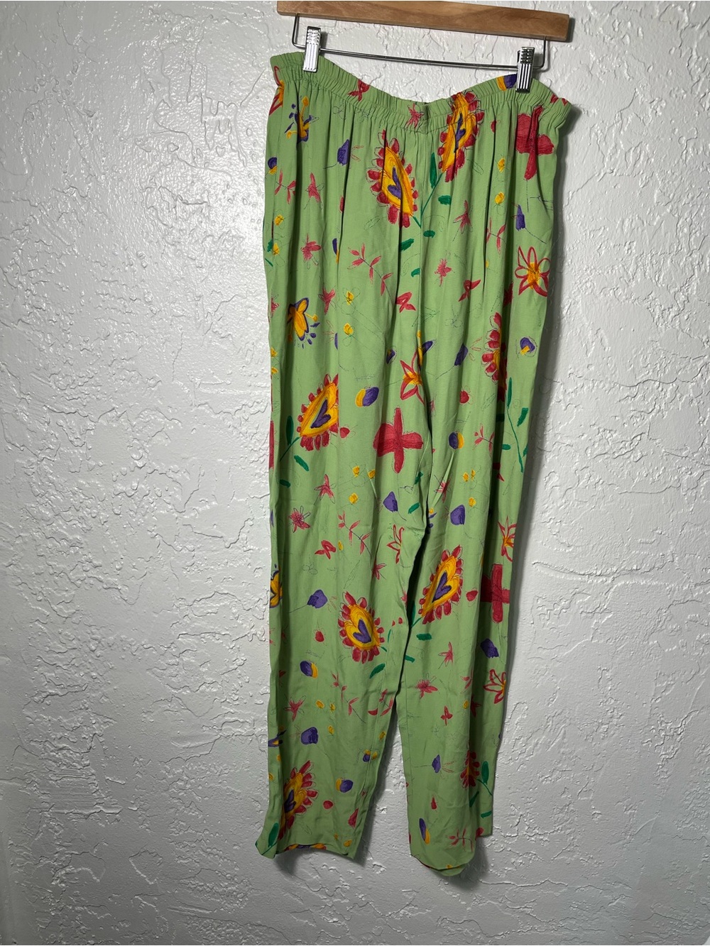 Vintage Plaza South Floral Rayon Pants Size 12 Boho Artzy